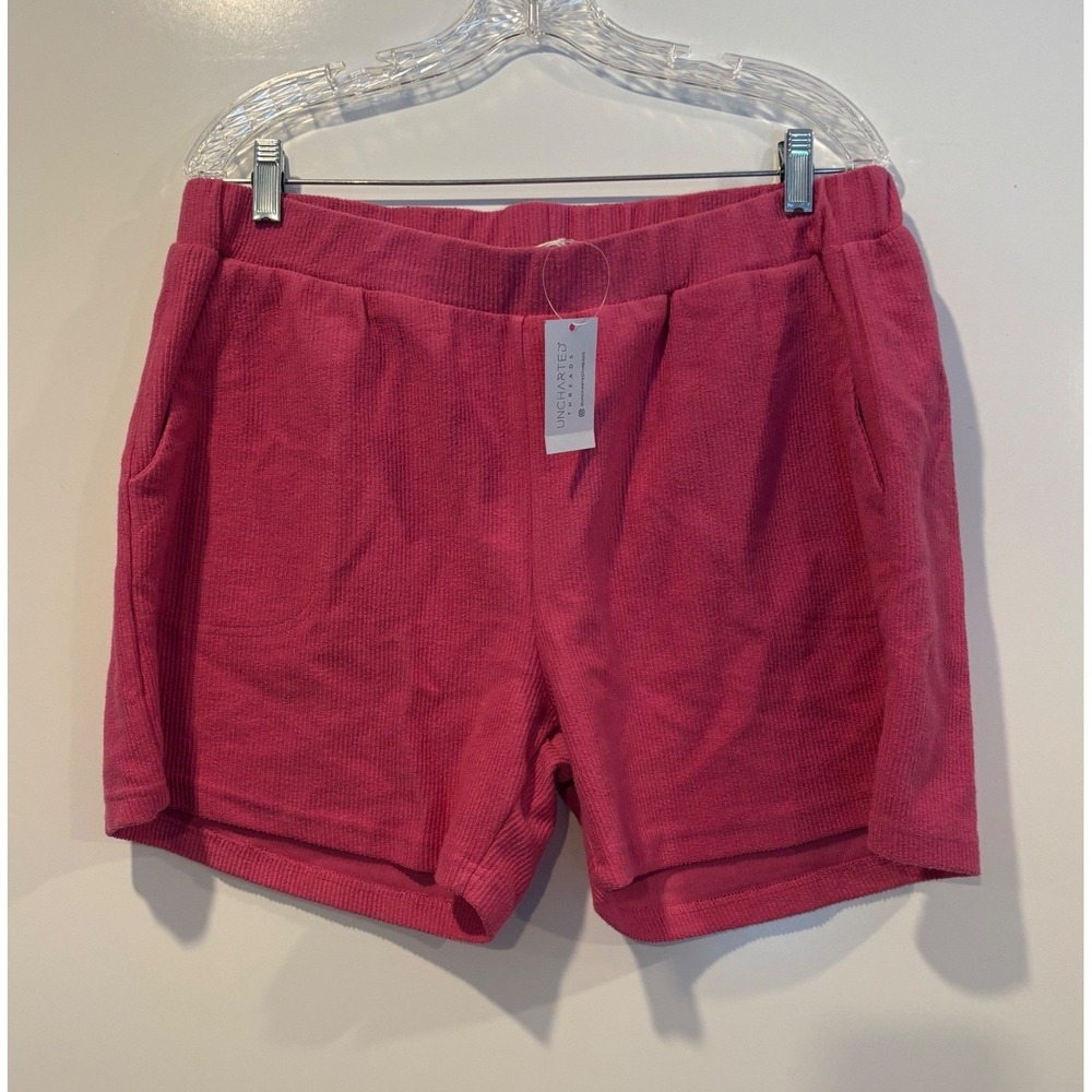 Uncharted Threads Pink Ribbed Lounge Shorts Elastic Waist Womwns Size‎ Large NWT